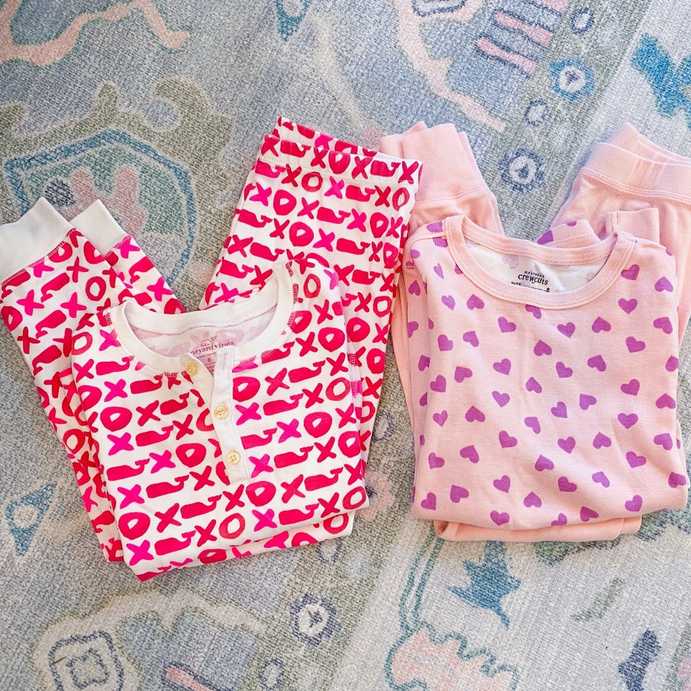 Valentine's PJ's Girls Vineyard Vines & Crewcuts Size 8